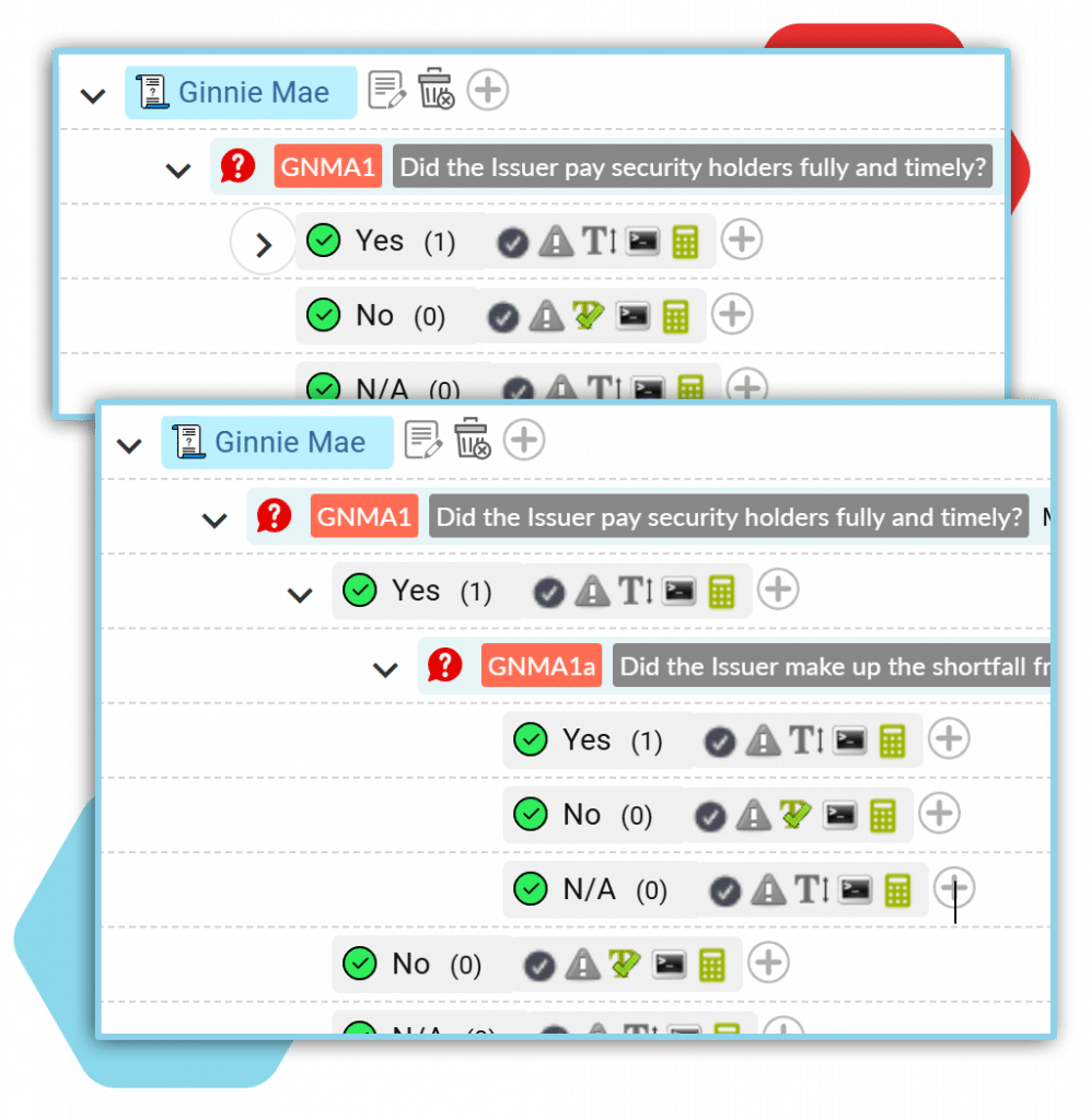 Veritiq ARC configurable compliance checklists showing Ginnie Mae audit items and borrower payment verification steps