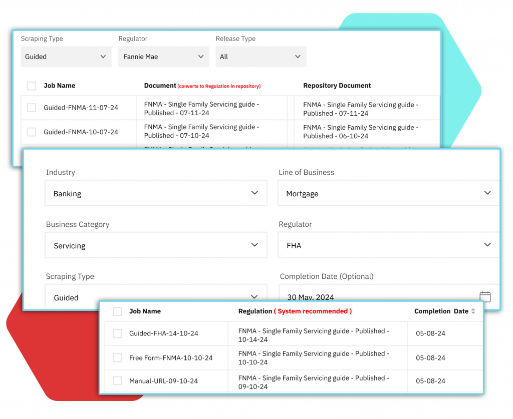 Veritiq ARC interface showing custom compliance framework setup for mortgage regulators including Fannie Mae and FHA