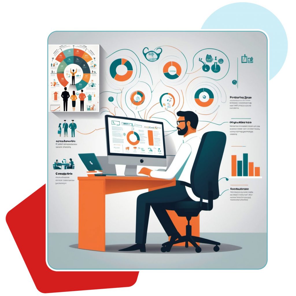 Illustration of a professional analyzing data dashboards and compliance analytics on multiple monitors, symbolizing AI-powered smart solutions and automation in Veritiq ARC